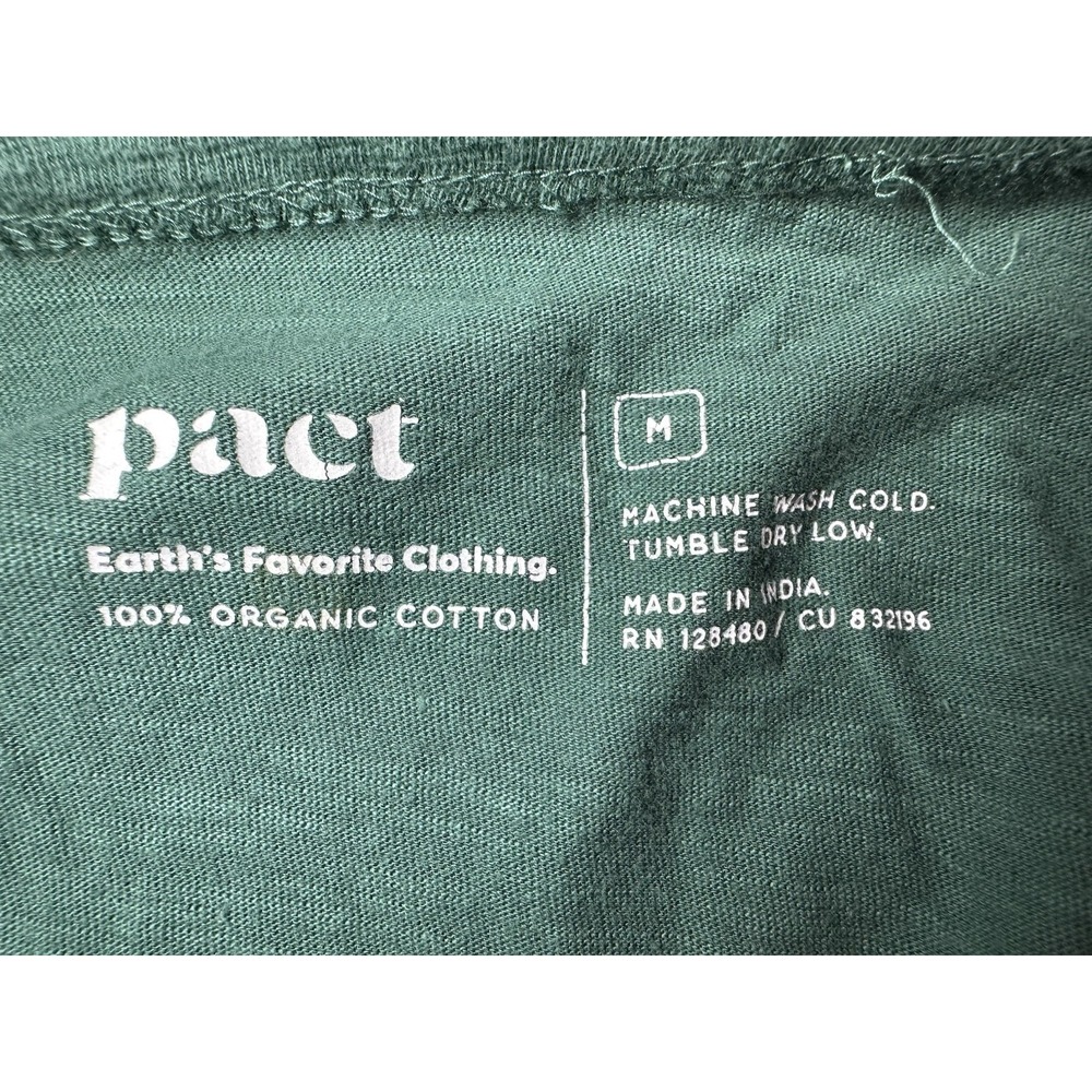 PACT Women's MEDIUM Green Organic Cotton Short Sleeve T-Shirt Dress Minimalist - Picture 7 of 10
